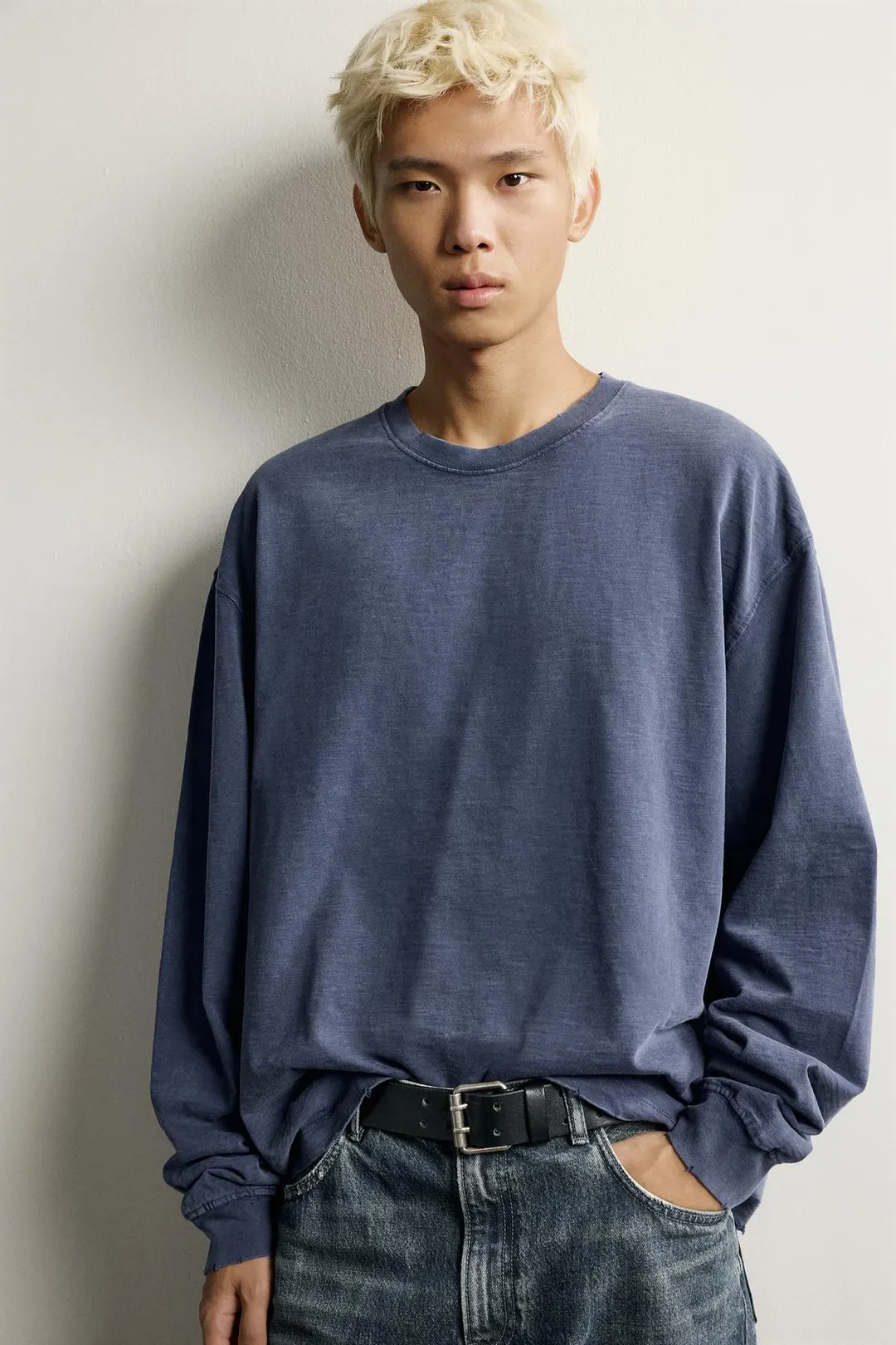 Футболка вареная из меланжевого трикотажа relaxed fit, Zara