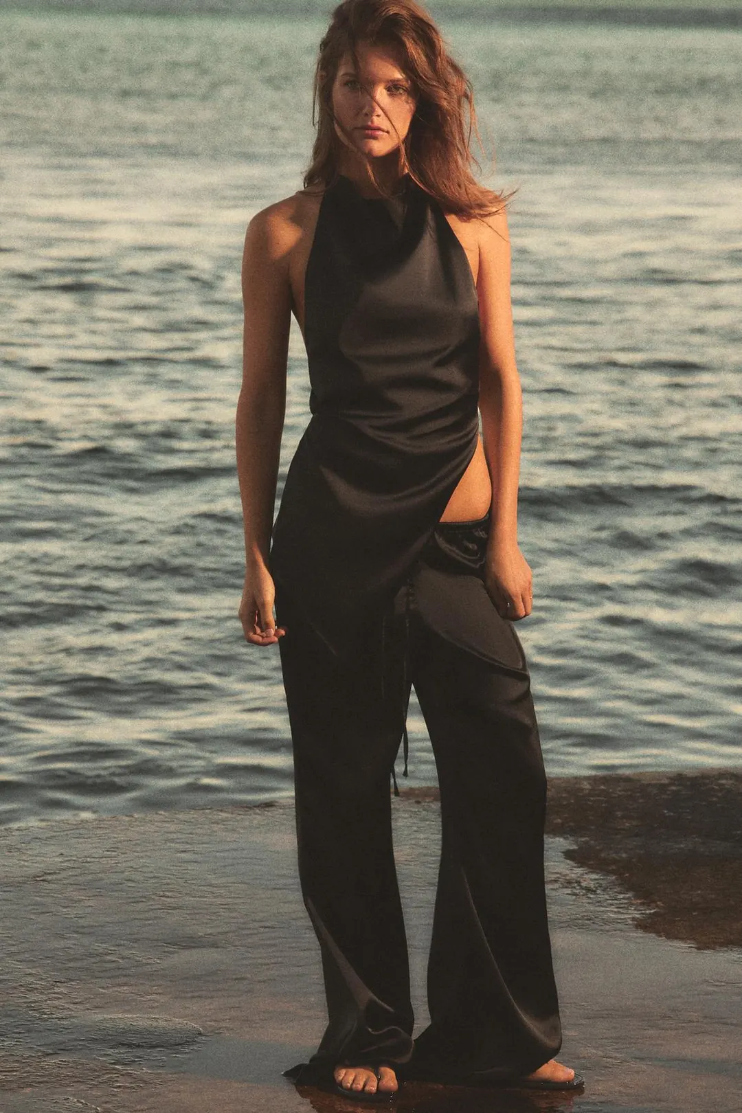 Брюки атласные с кулиской, Zara
