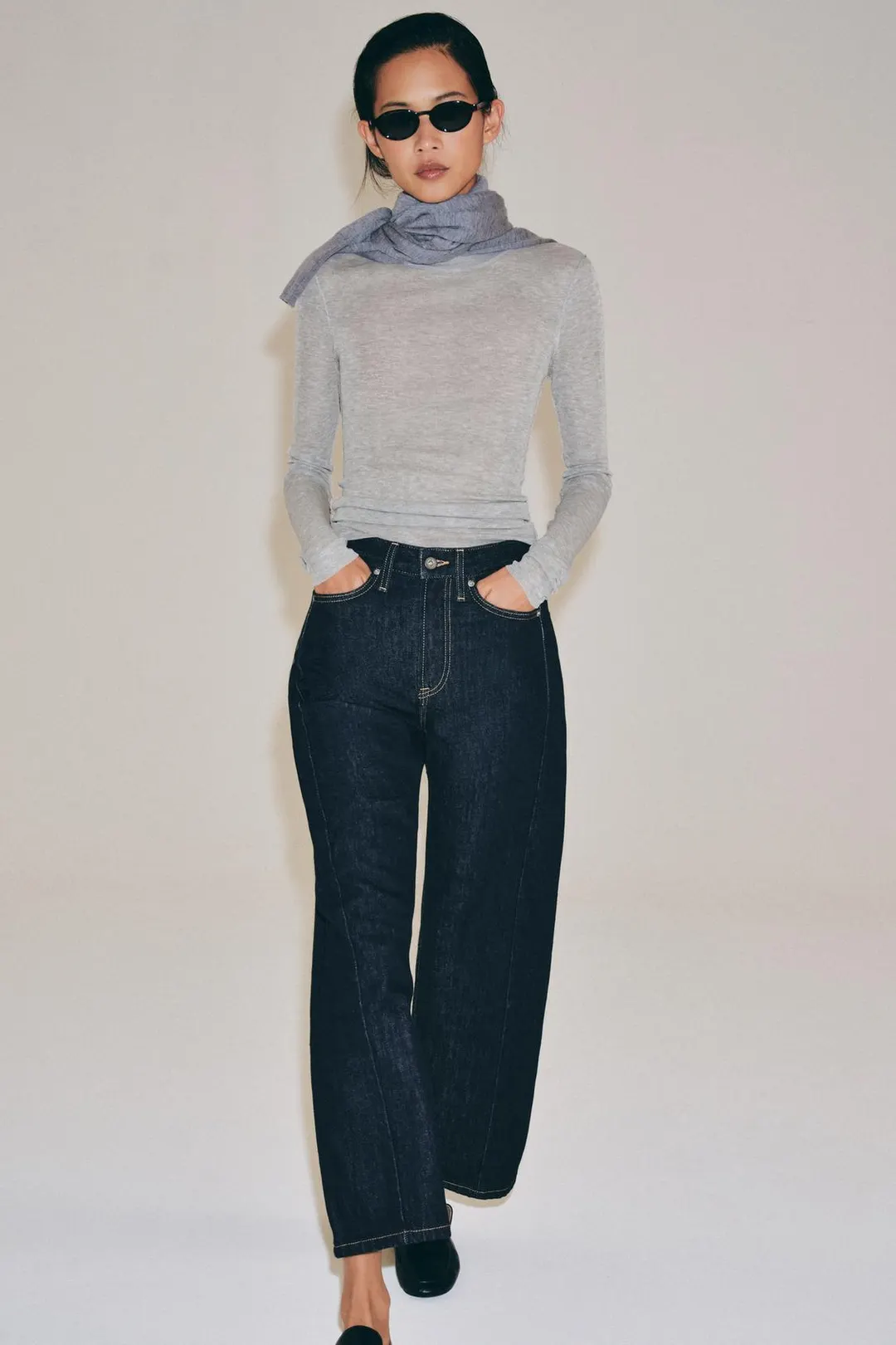 Джинсы свободного кроя до щиколотки со средней посадкой ZW Collection, Zara