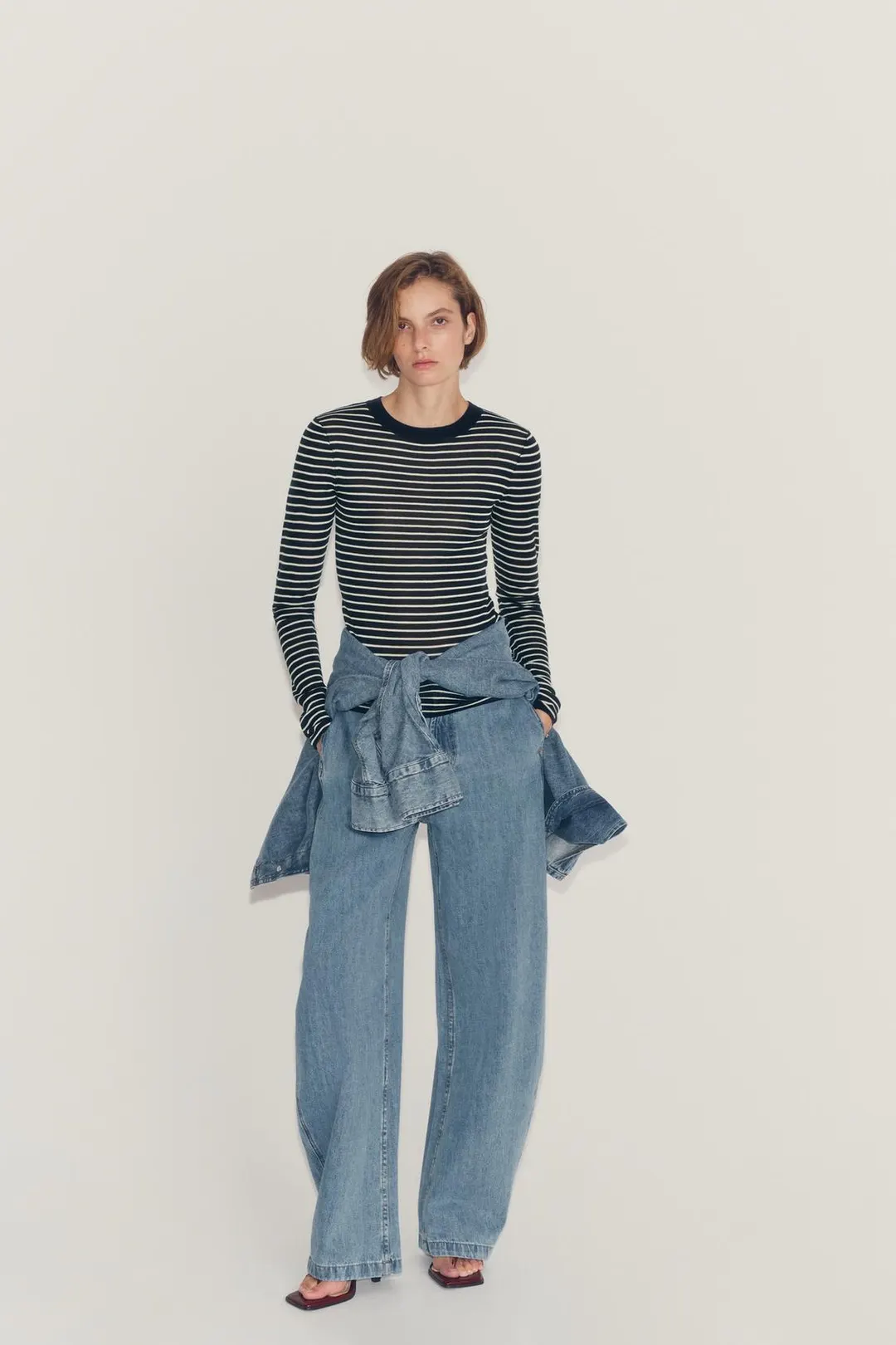 Свитер тонкой вязки в полоску, Zara