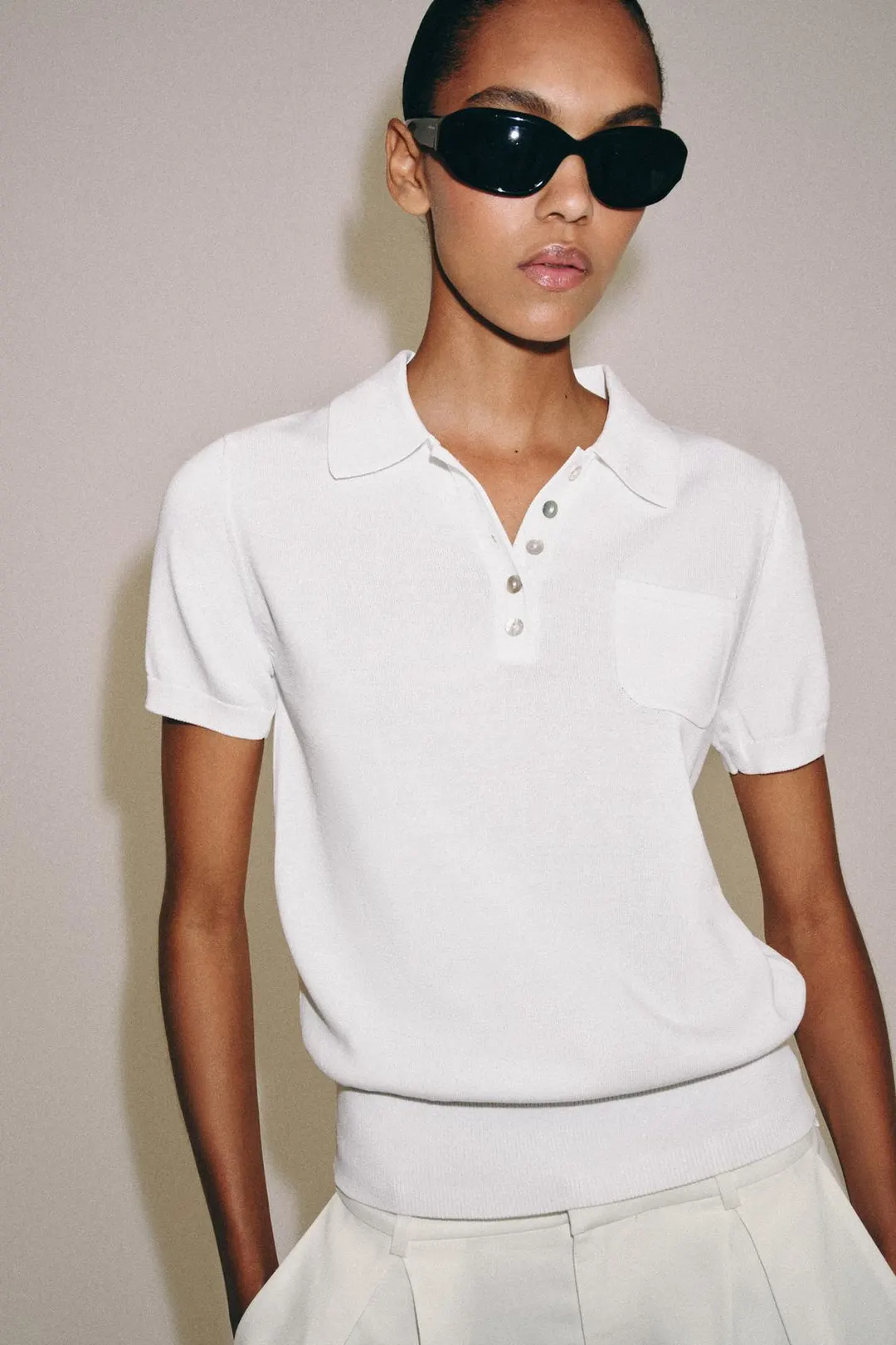 Вязаное поло с короткими рукавами, Zara