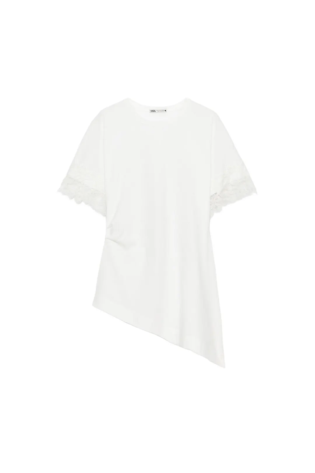Асимметричная футболка с кружевом, Zara