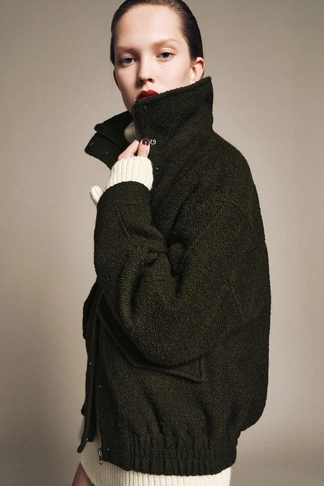 Фактурный бомбер из смесовой шерсти ZW Collection, Zara