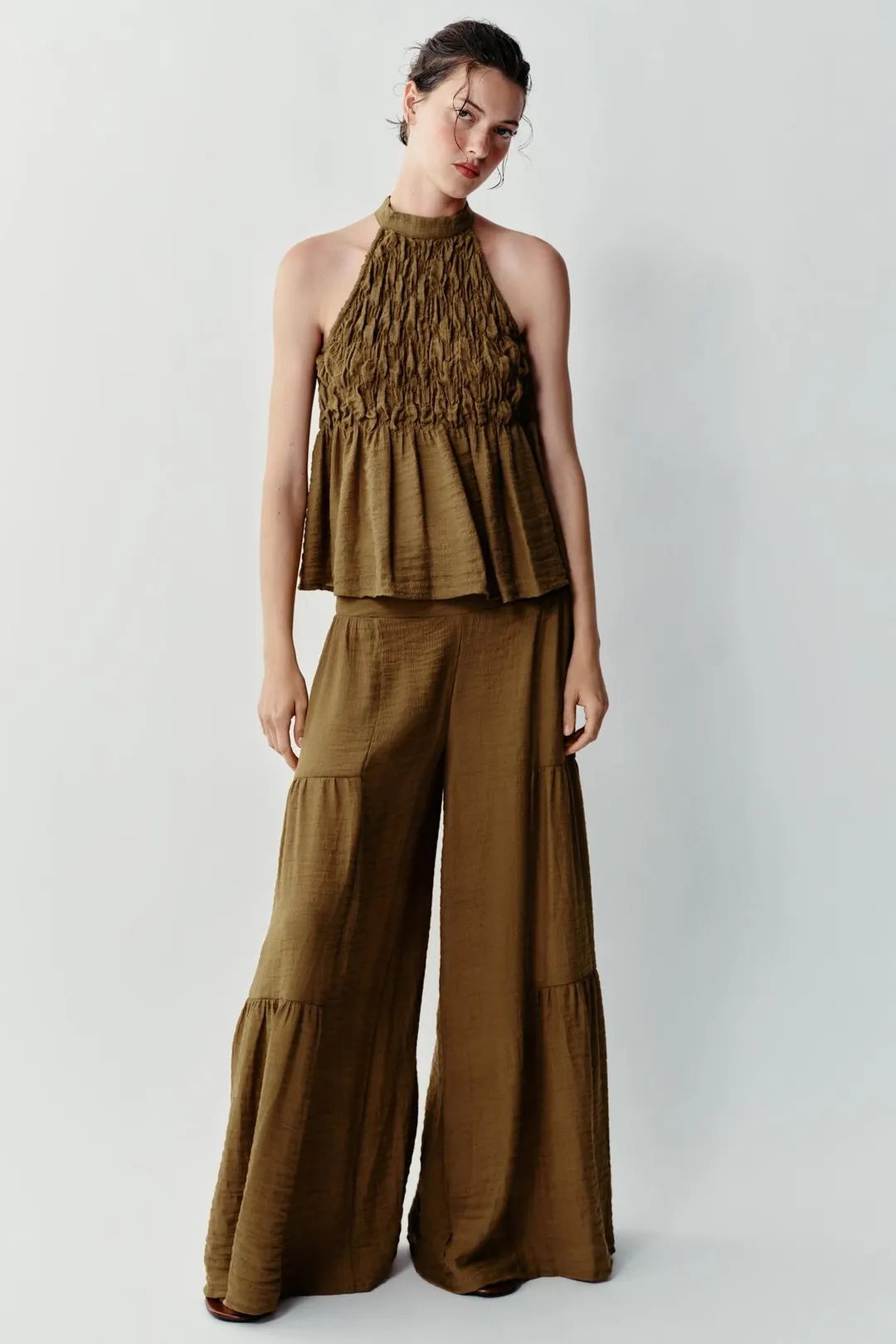 Топ халтер со сборками, Zara