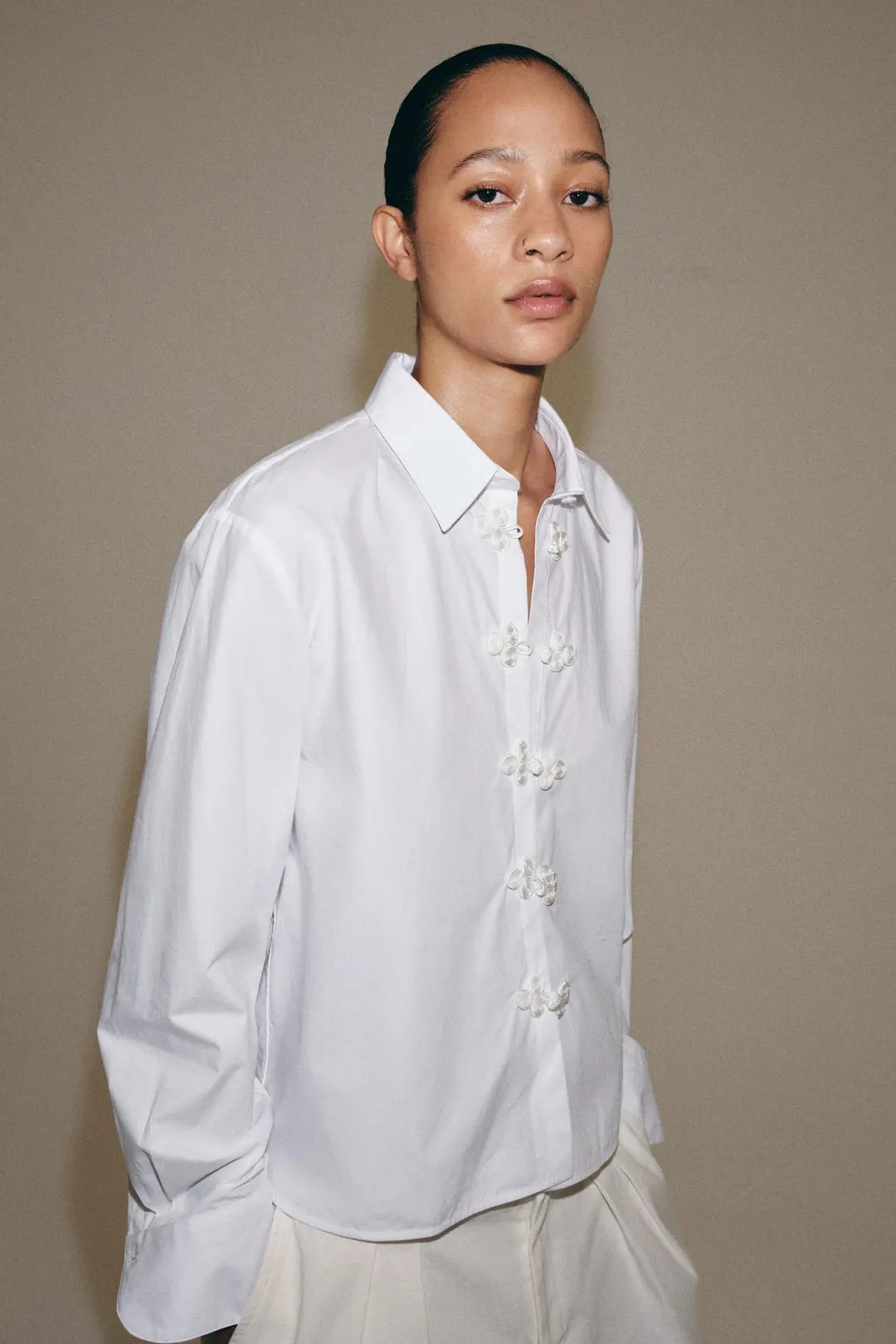 Рубашка ZW COLLECTION с застежкой на узелки, Zara
