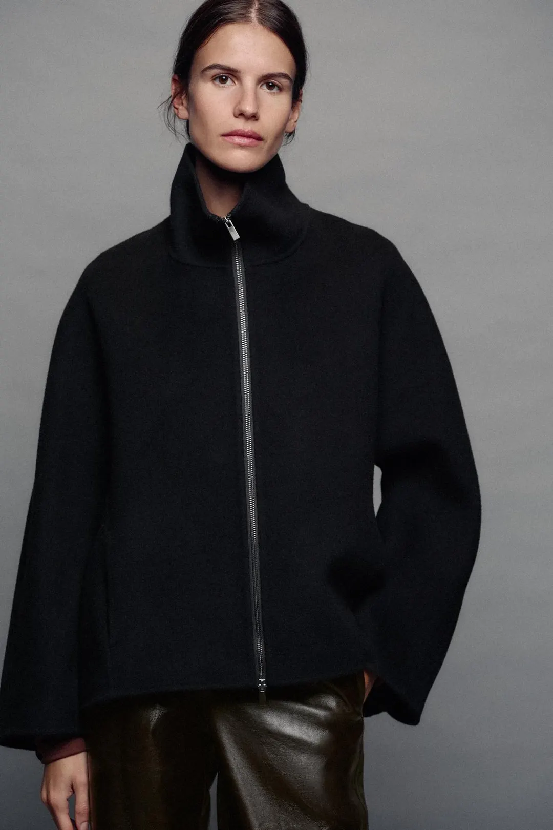 Короткое пальто из смесовой шерсти ZW Collection, Zara