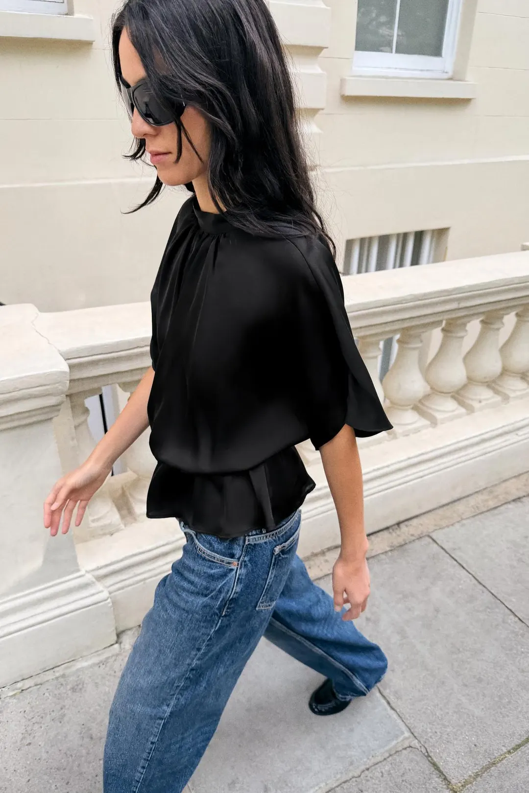 Блузка из сатина с драпировкой, Zara