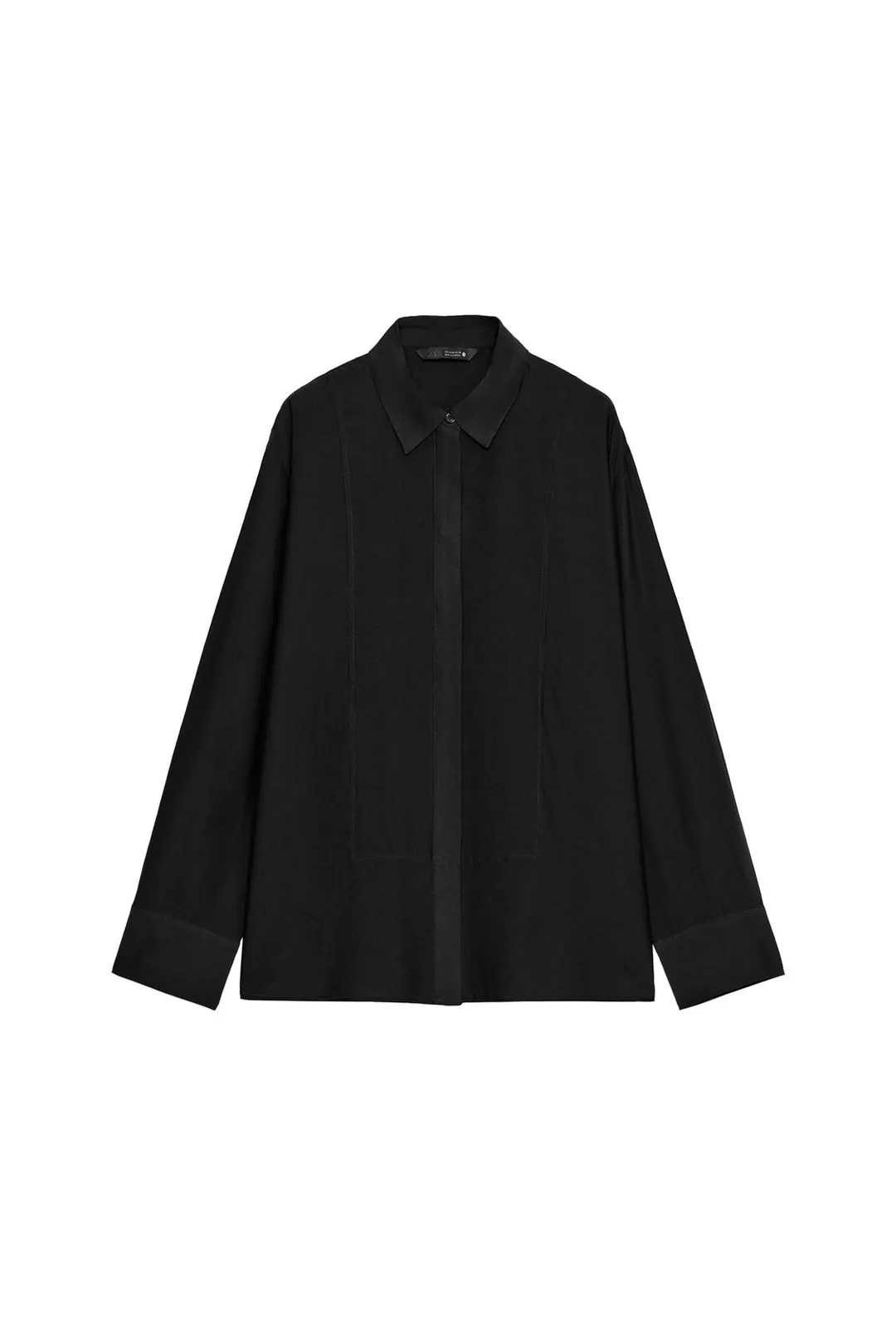 Однотонная рубашка ZW Collection с манишкой, Zara