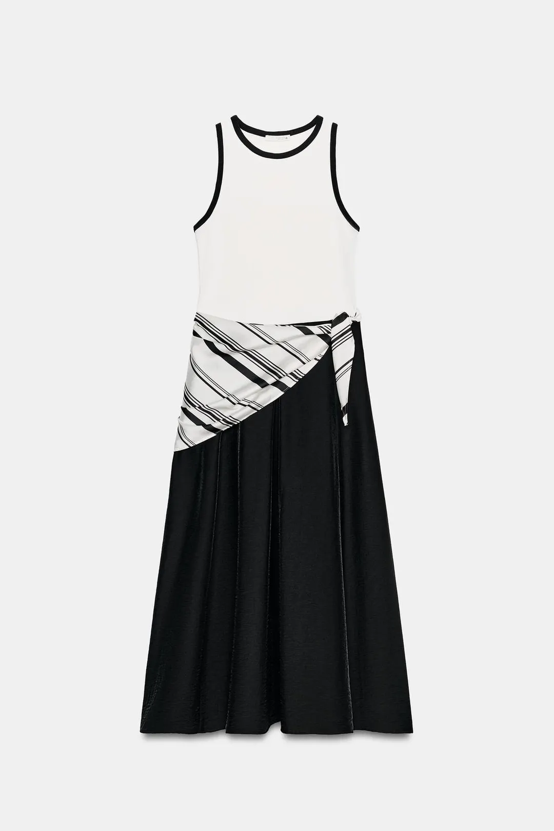 Платье миди с контрастным шарфом, Zara