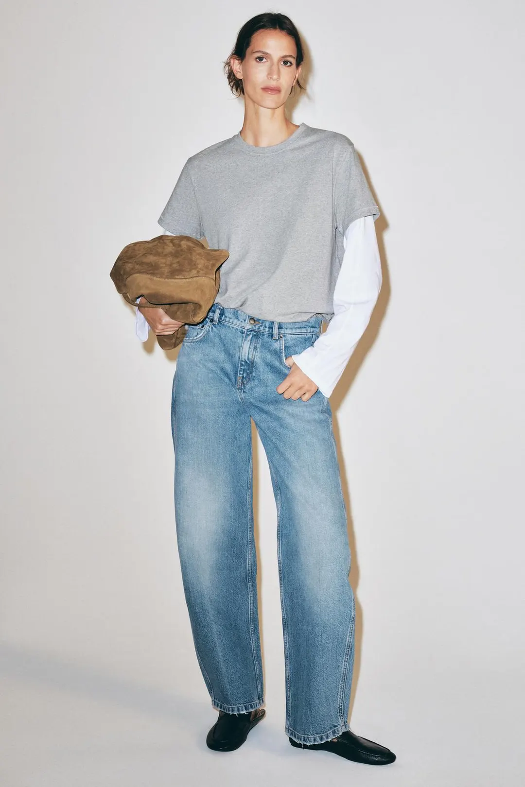 Джинсы ZW Collection прямого изогнутого кроя средней посадки, Zara