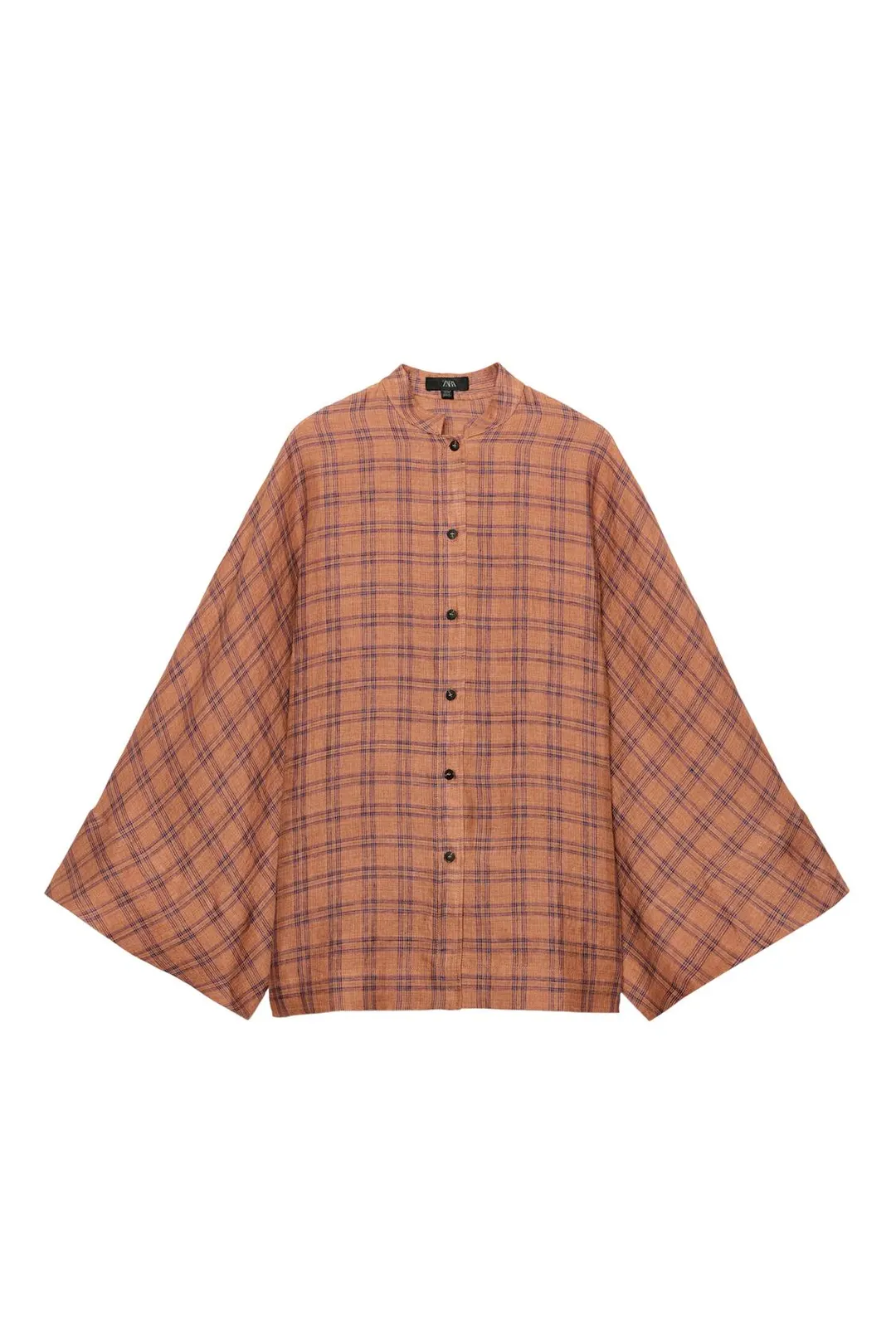 Льняная рубашка в клетку ZW Collection, Zara