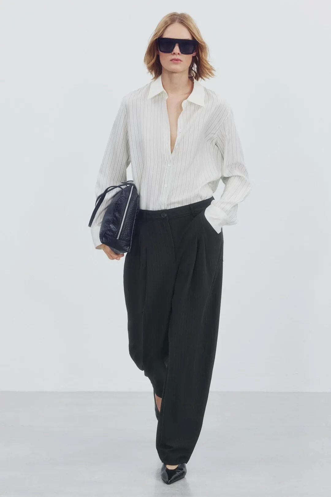 Брюки-баллоны в тонкую полоску ZW Collection, Zara