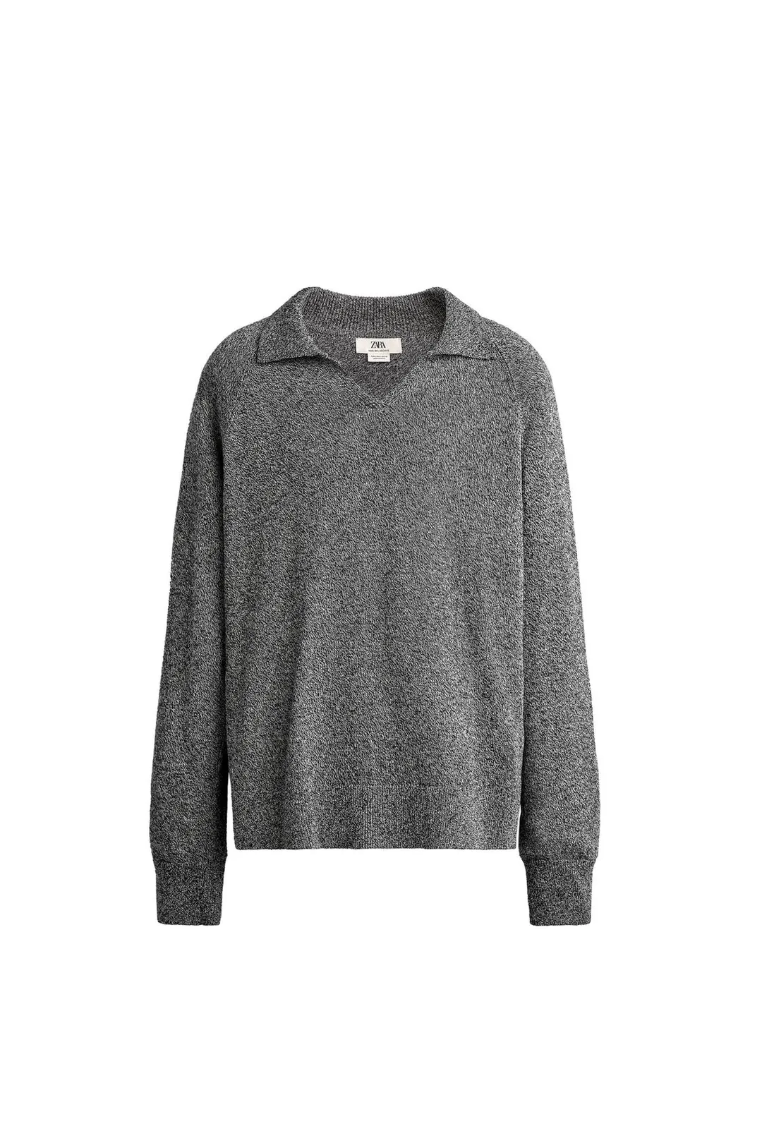 Меланжевое вязаное поло стандартного кроя, Zara