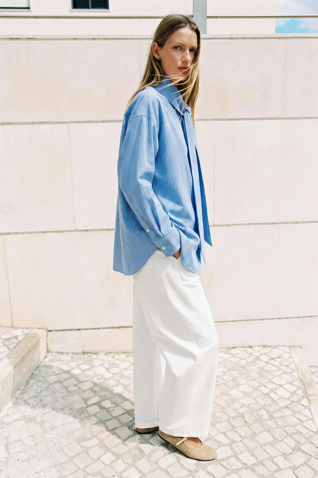 Рубашка в полоску с бантом, Zara