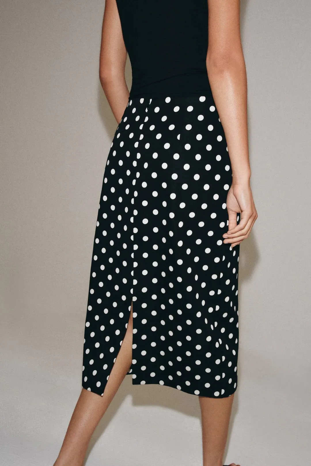 Юбка миди в горошек ZW Collection, Zara
