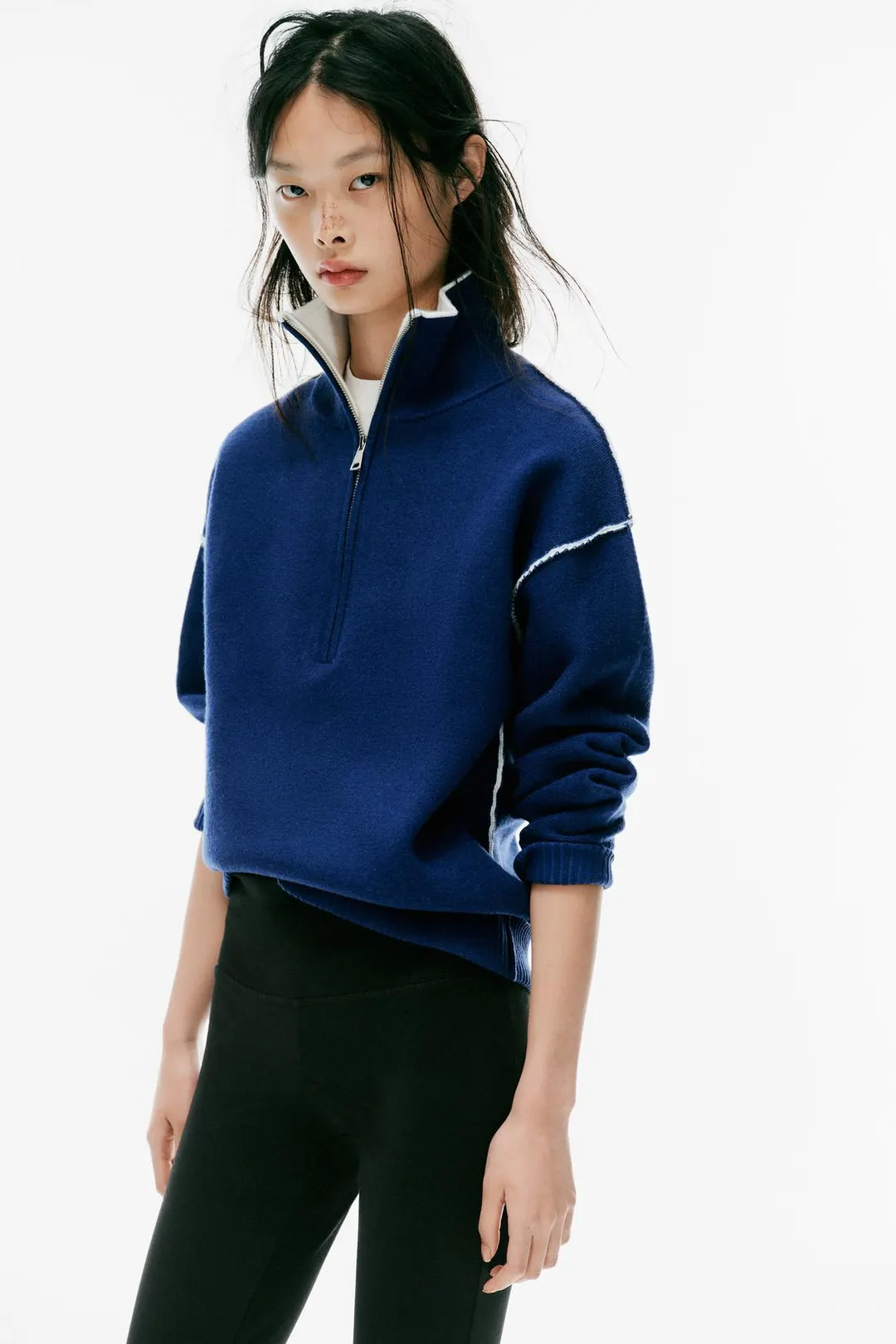 Комбинированный вязаный джемпер оверсайз, Zara