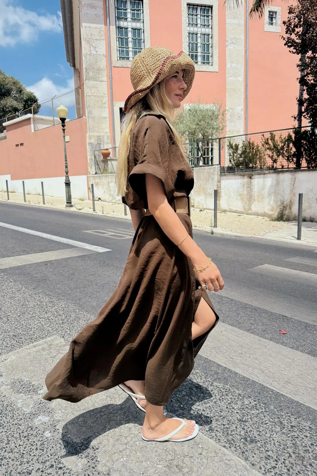 Платье миди с поясом, Zara