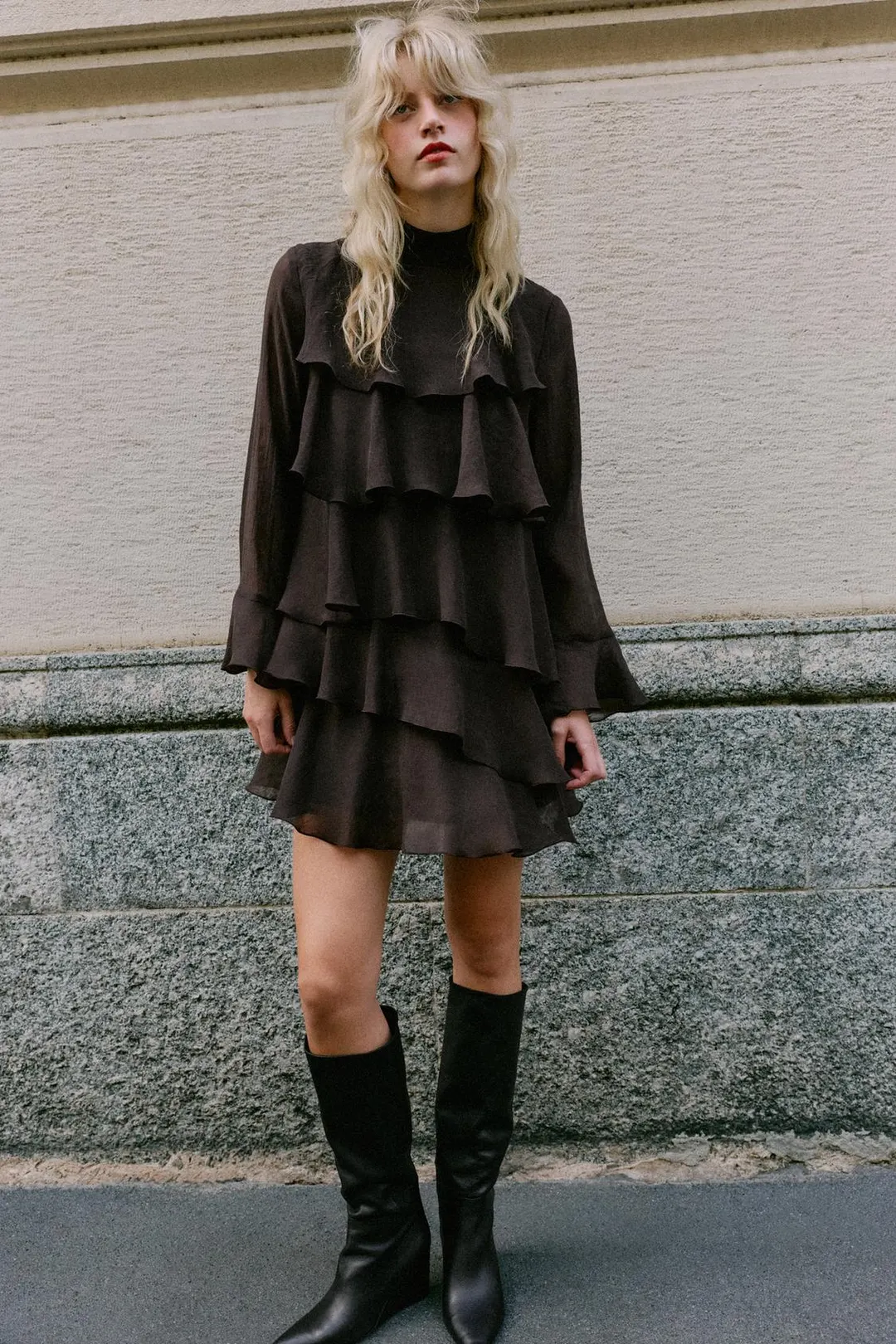 Мини-платье с оборками, Zara