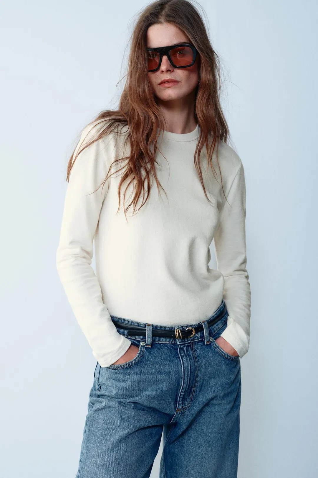 Футболка из 100% хлопкового крепа с эффектом стирки, Zara