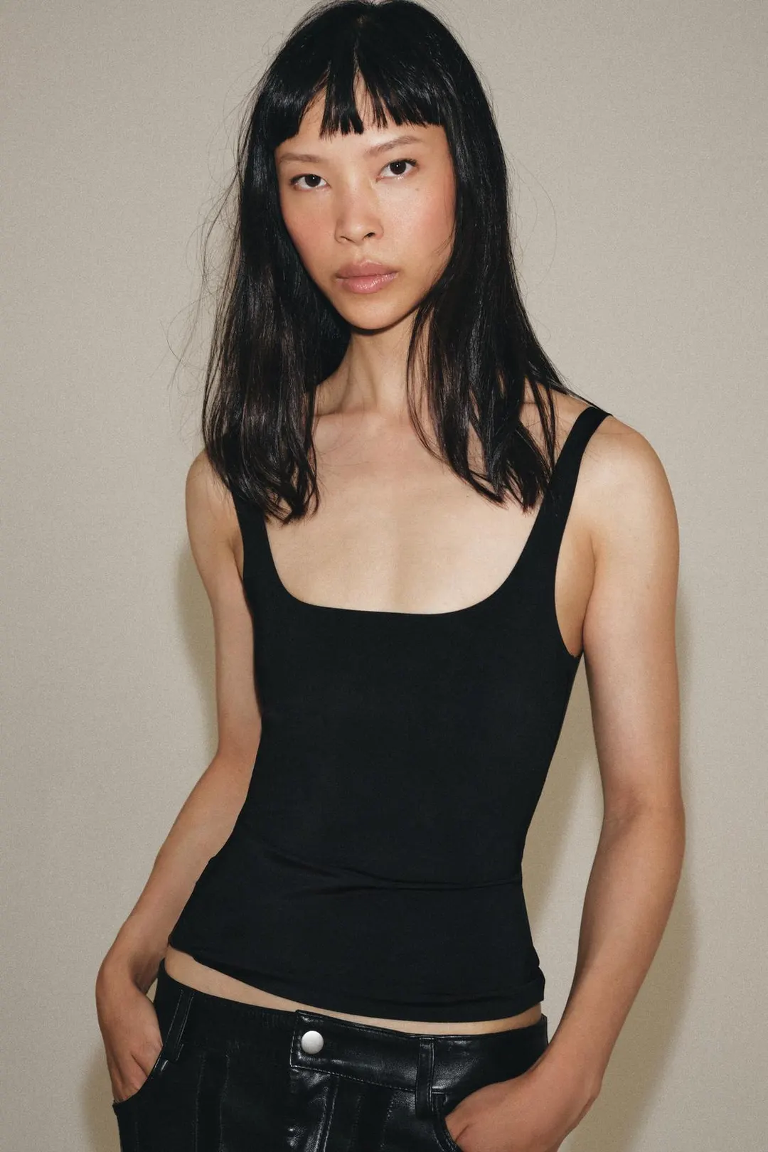 Топ на бретелях из полиамида, Zara