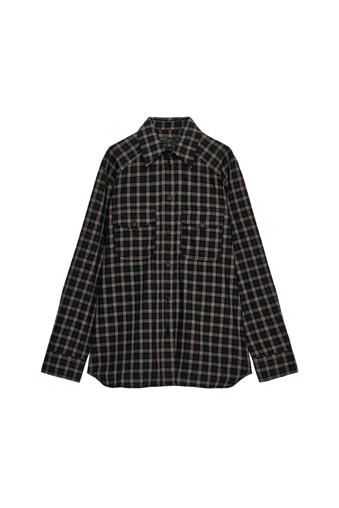 Поплиновая рубашка оверсайз в клетку, Zara
