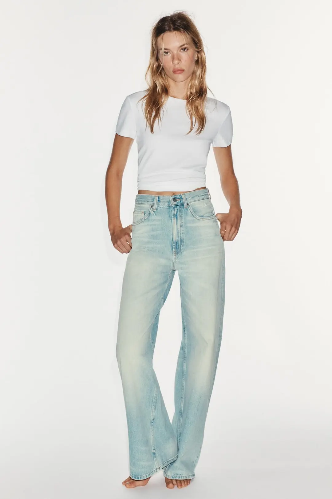 Джинсы TRF с очень широкими штанинами и высокой посадкой, Zara