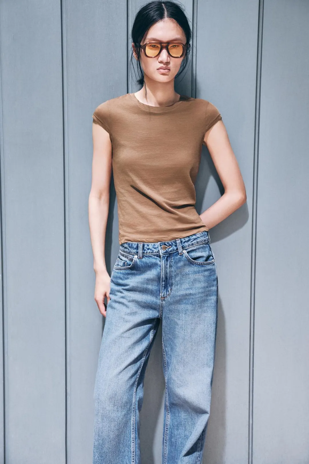 Футболка минималистичная с короткими рукавами, Zara