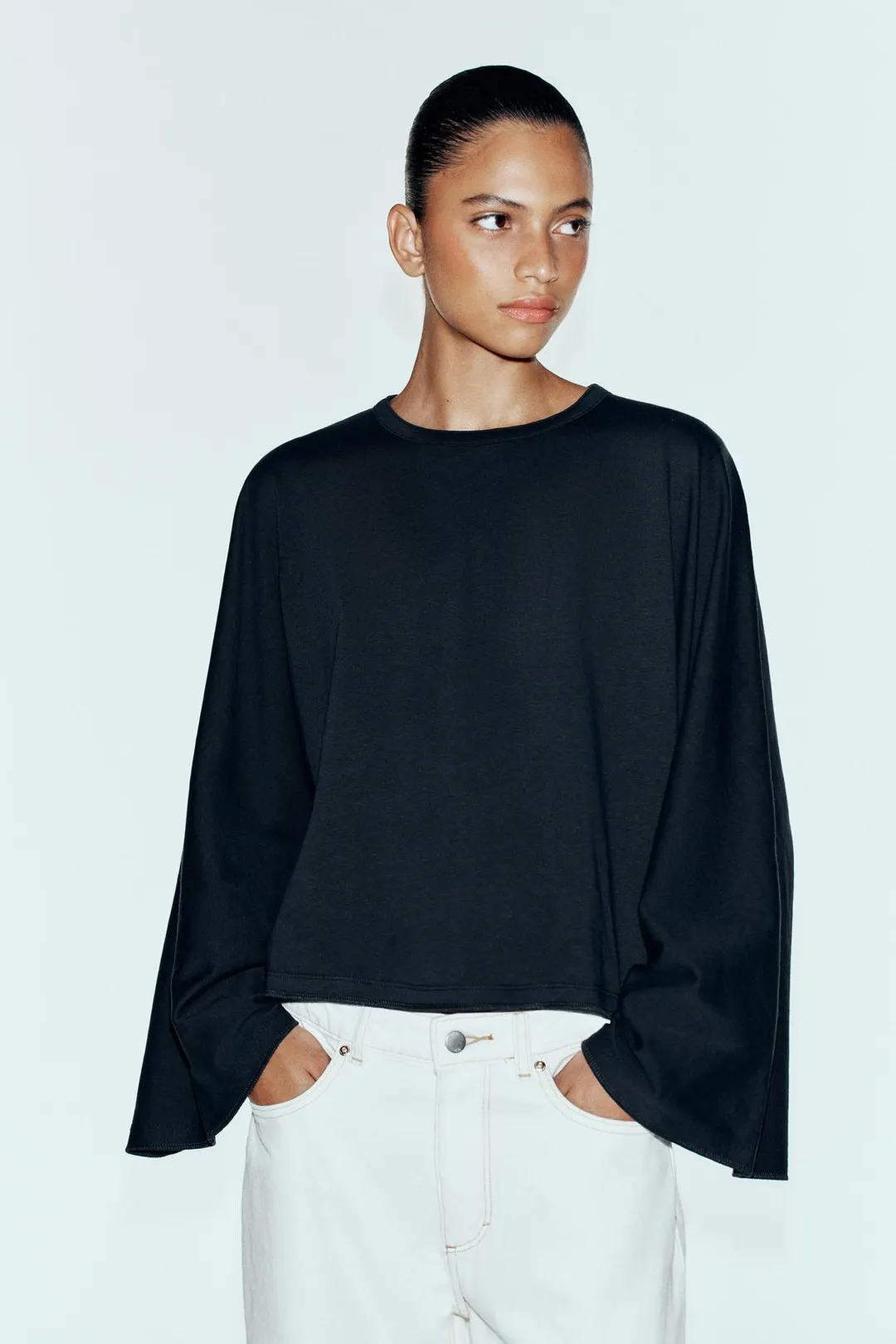 Футболка из хлопка с широкими рукавами, Zara