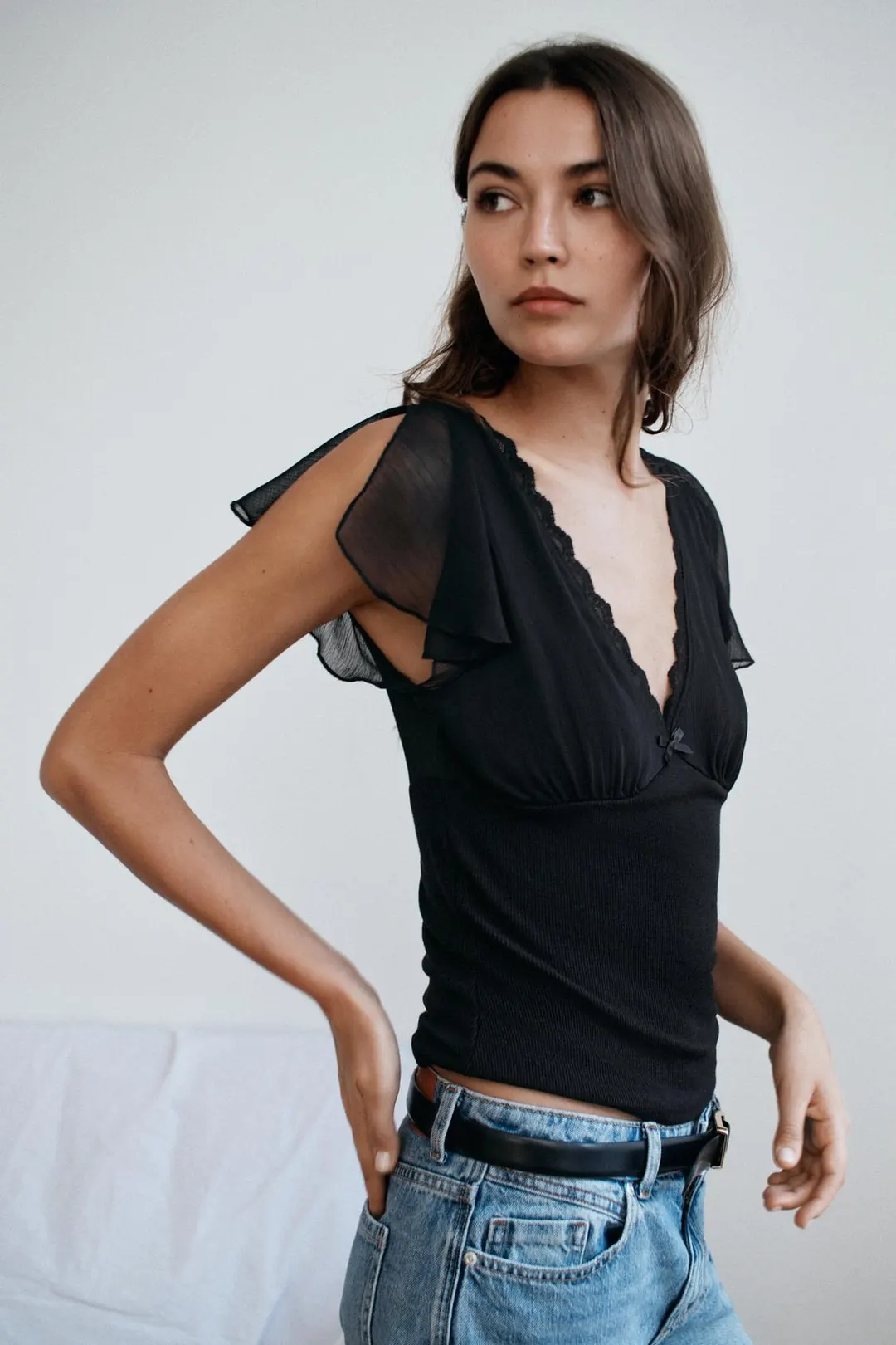 Топ с кружевом в тон, Zara