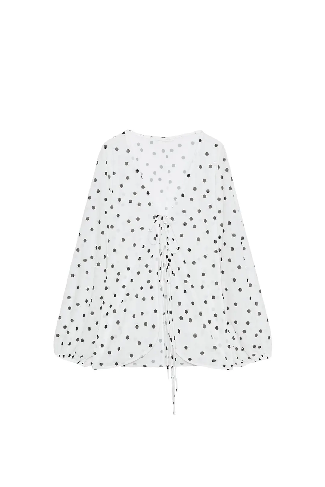 Креповый топ с пышными рукавами, Zara