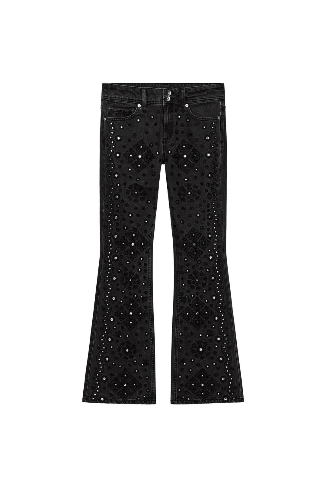 Джинсы буткат Z1975 с низкой посадкой и бусинами, Zara