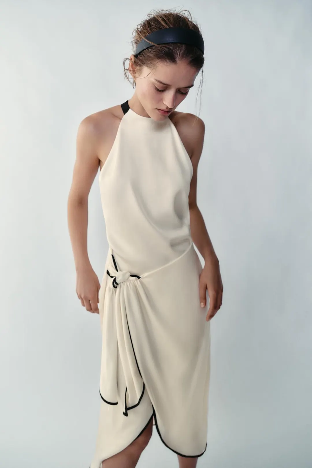 Платье миди с контрастным кантом, Zara