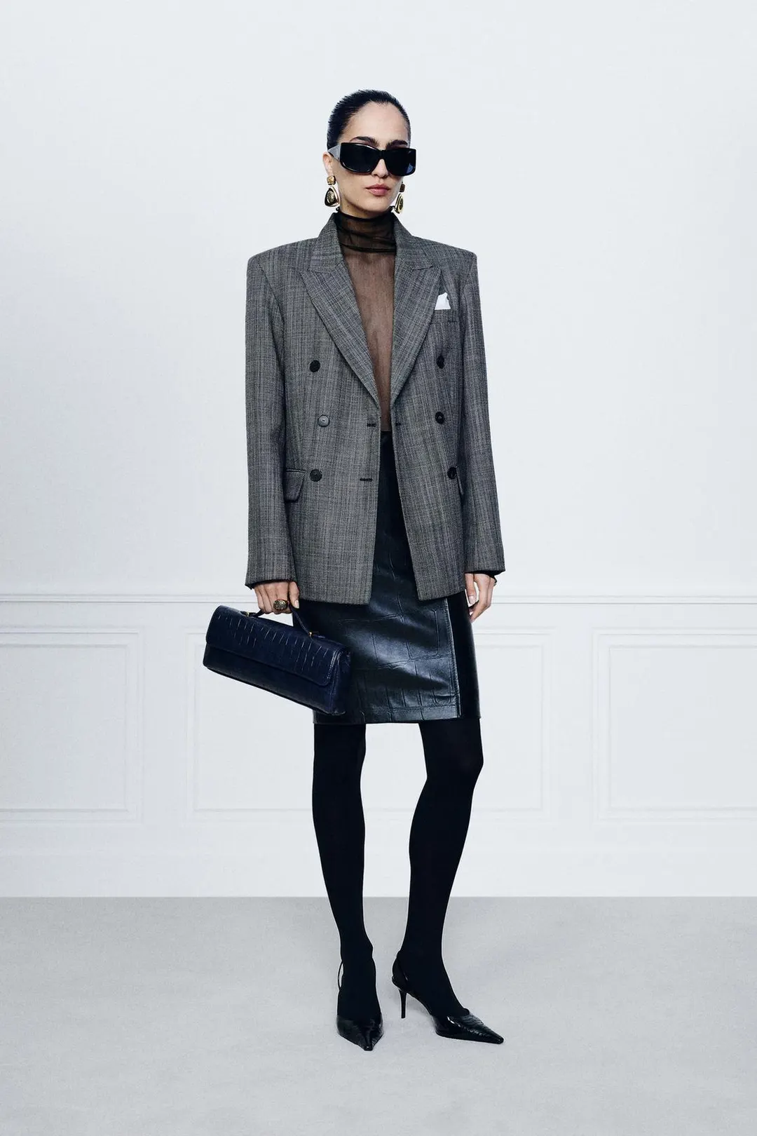 Двубортный пиджак из 100% шерсти ZW Collection, Zara