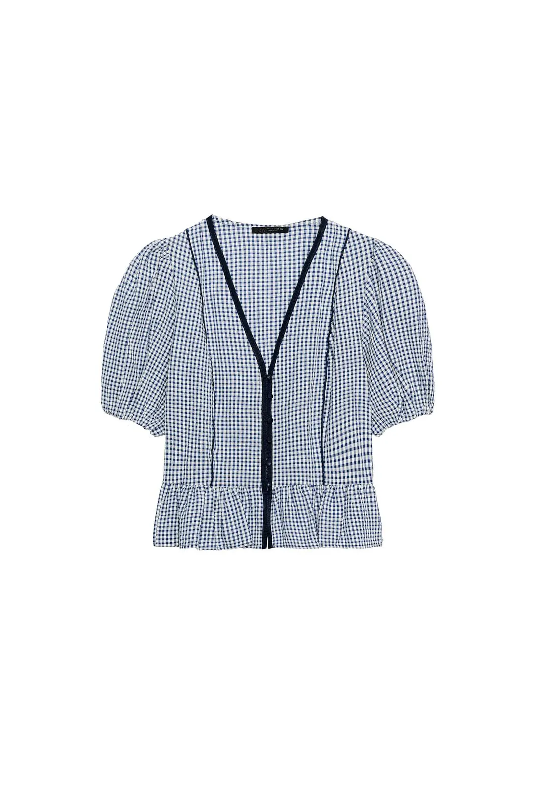 Блузка в клетку виши с баской, Zara