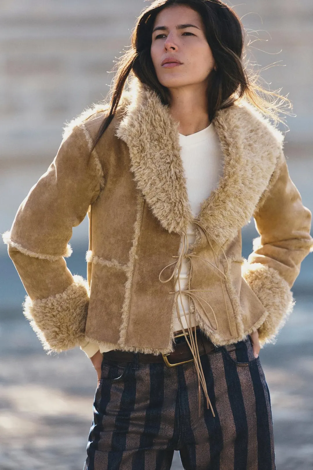 Куртка из искусственной замши с искусственным мехом, Zara