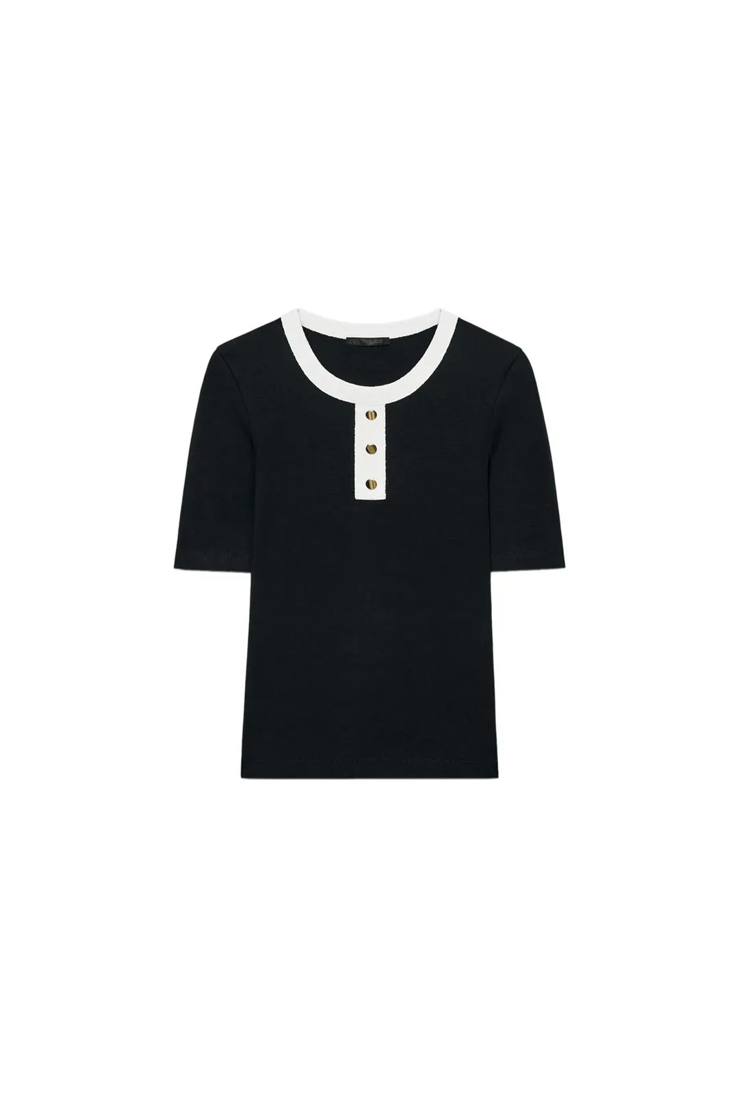 Футболка с контрастными пуговицами, Zara