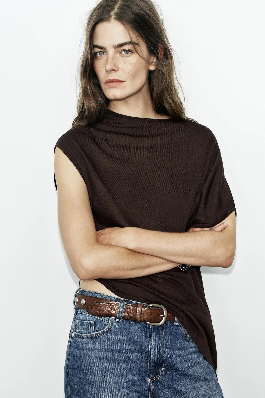 Асимметричный вязаный топ, Zara