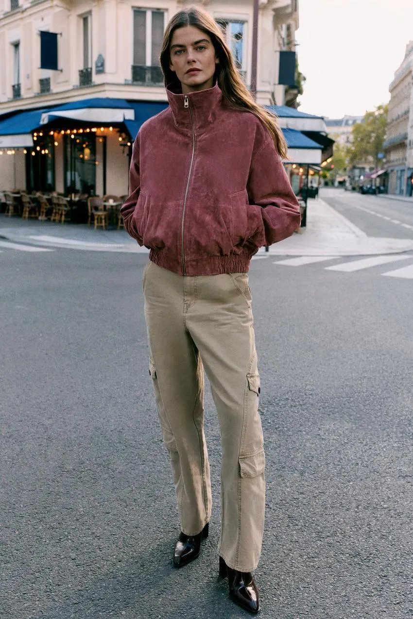 Бомбер из 100% кожи, Zara