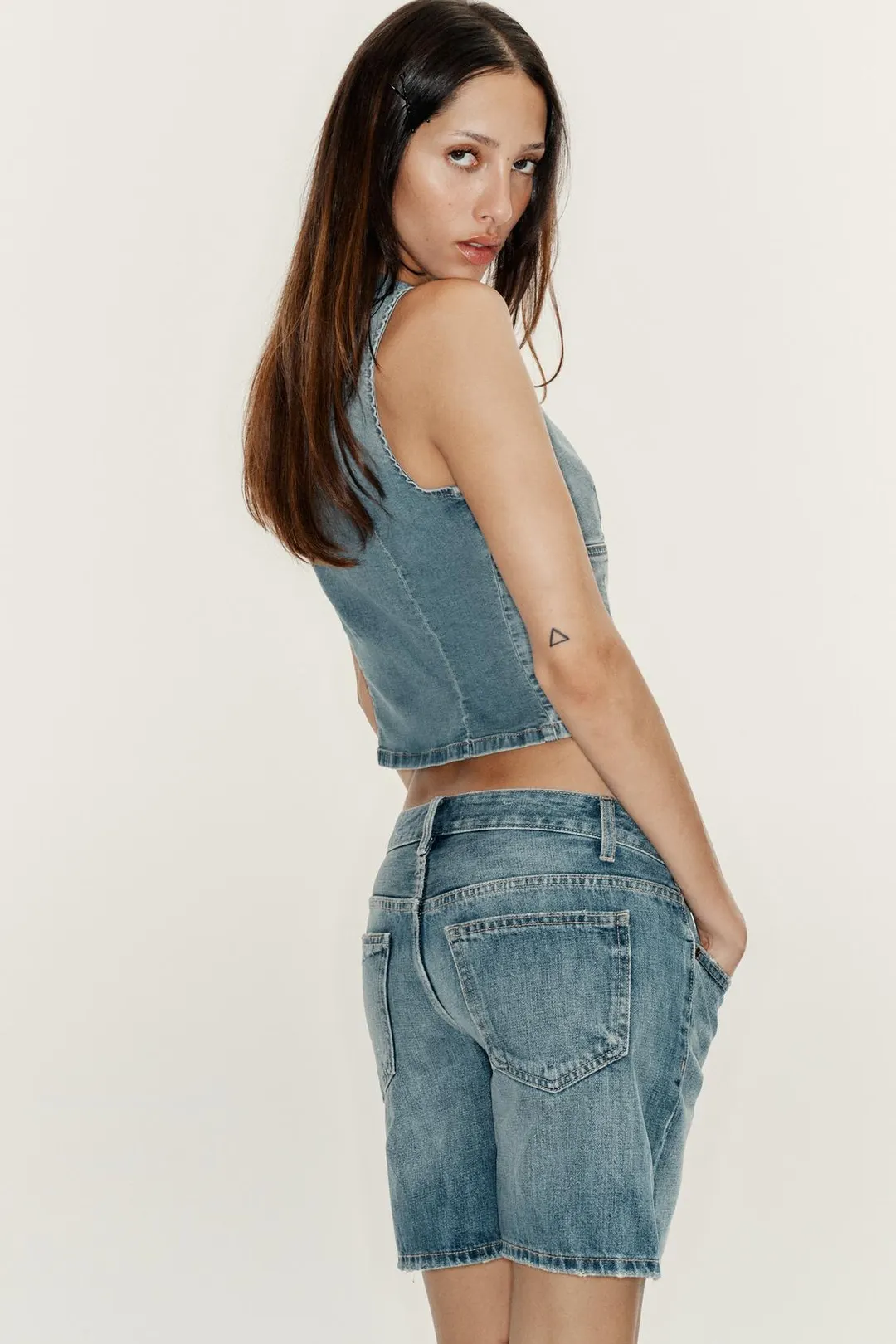 Джинсовые бермуды прямого кроя со средней посадкой, Zara
