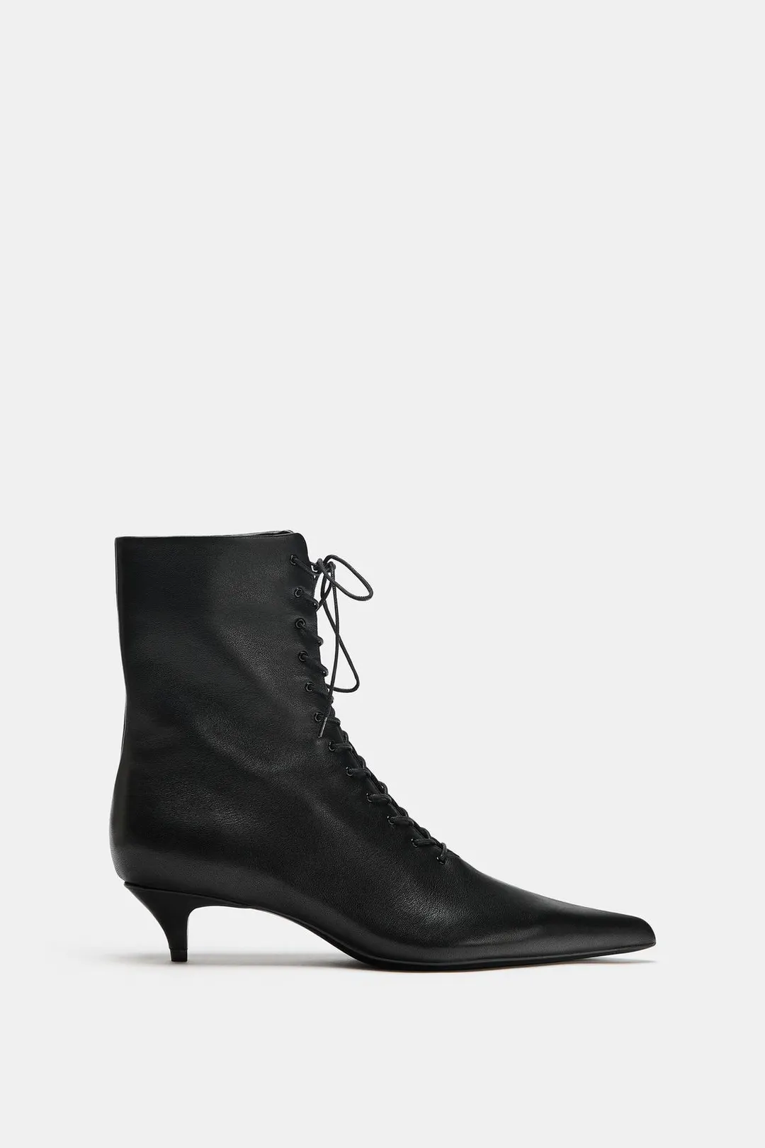 Ботильоны из кожи на каблуке-рюмочке, Zara