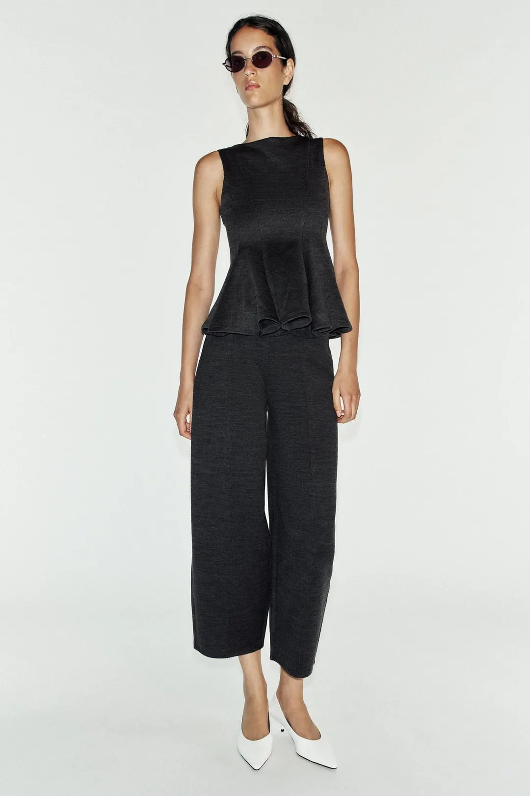 Мягкий топ с баской, Zara