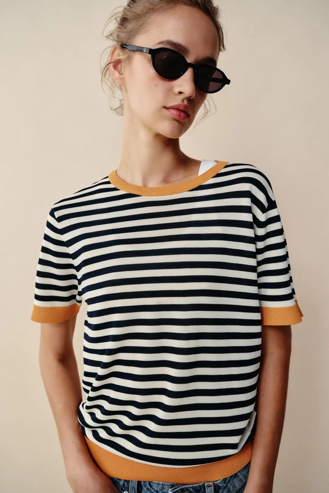 Трикотажный топ в полоску, Zara