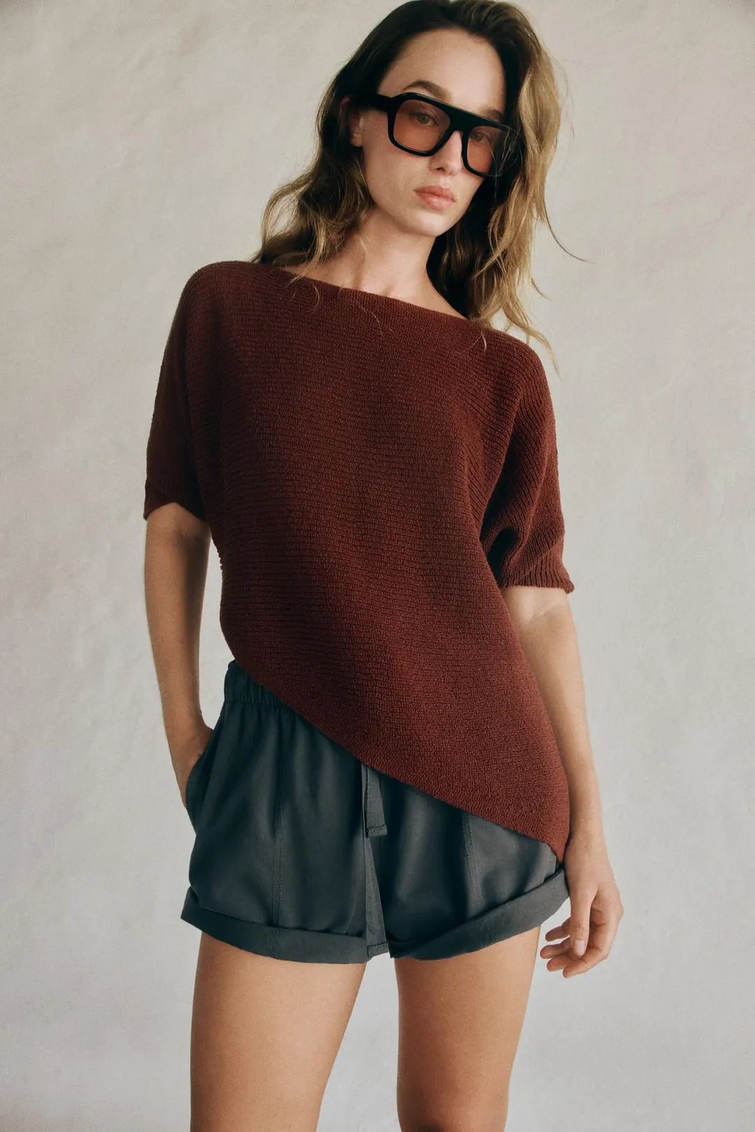 Асимметричный вязаный топ, Zara