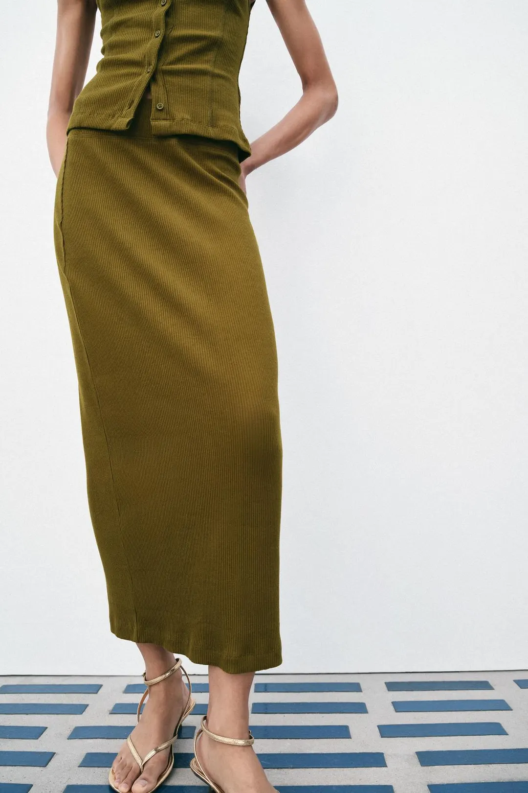 Юбка прямая в рубчик, Zara