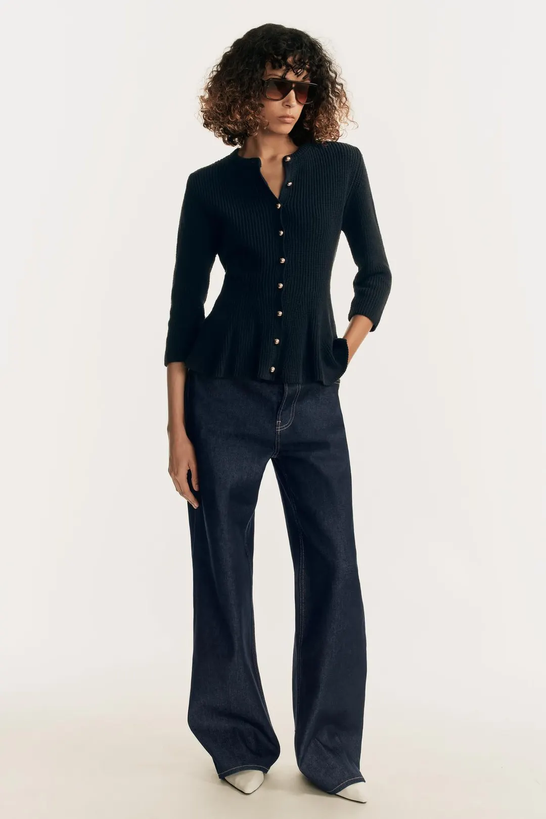 Вязаный кардиган с баской, Zara