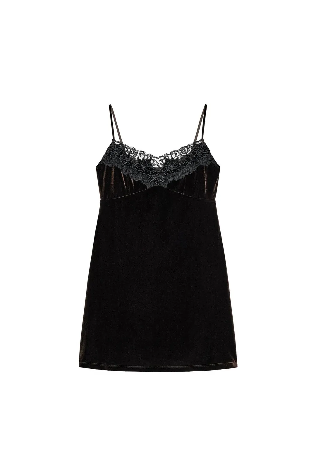 Короткое бархатное платье с кружевом, Zara