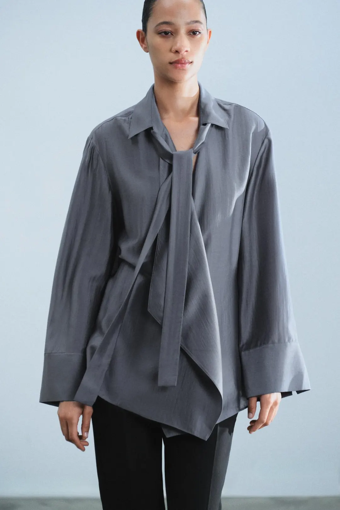 Рубашка струящаяся с завязками ZW Collection, Zara