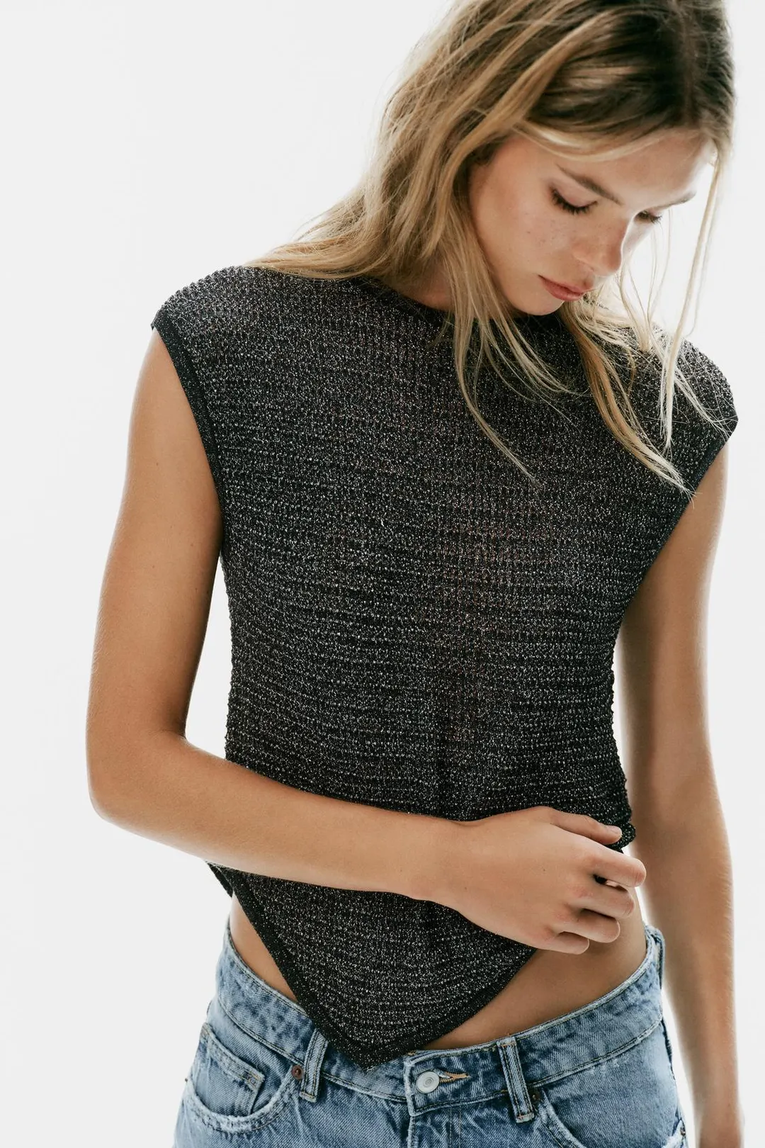 Асимметричный вязаный топ, Zara