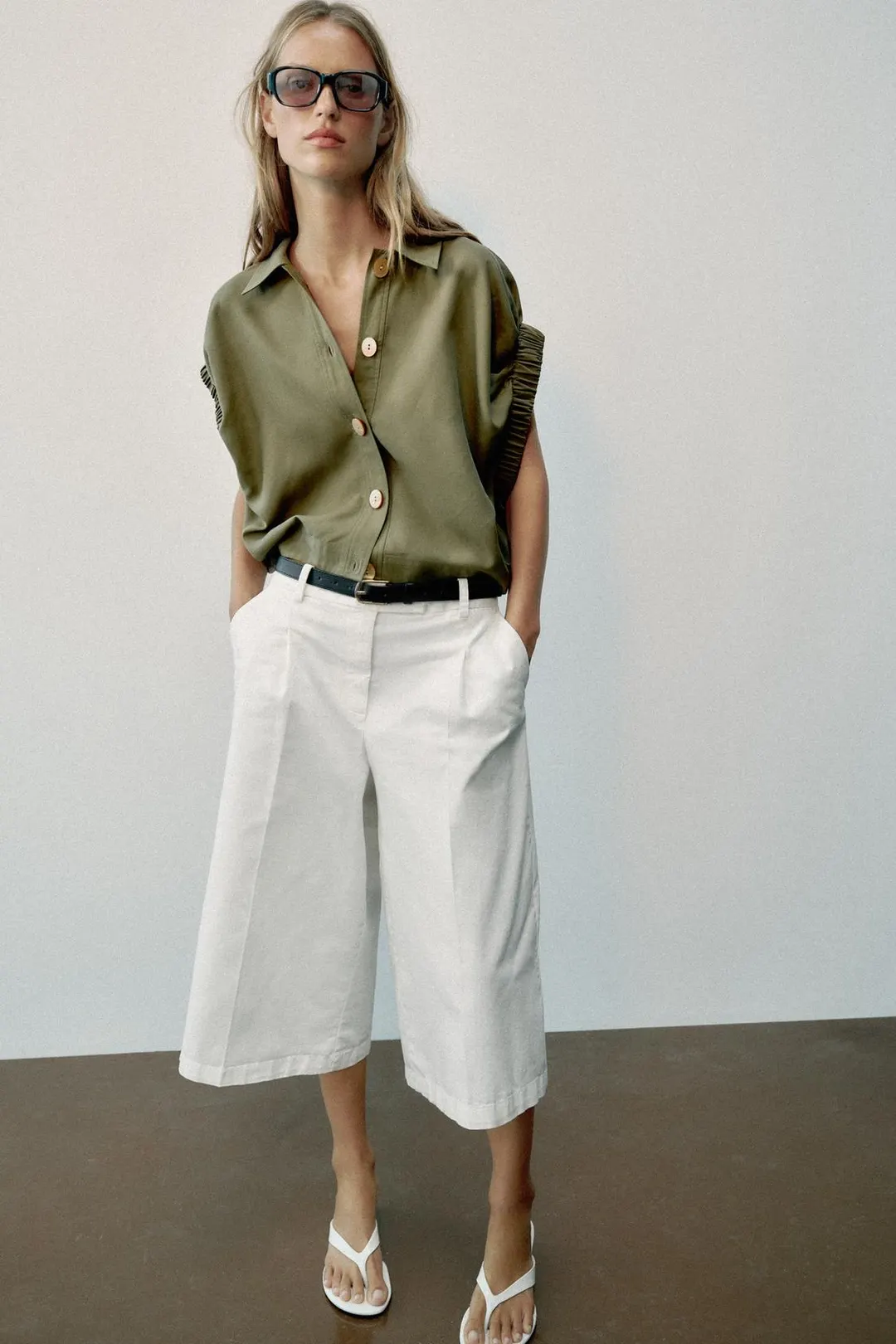Рубашка с драпированными рукавами, Zara