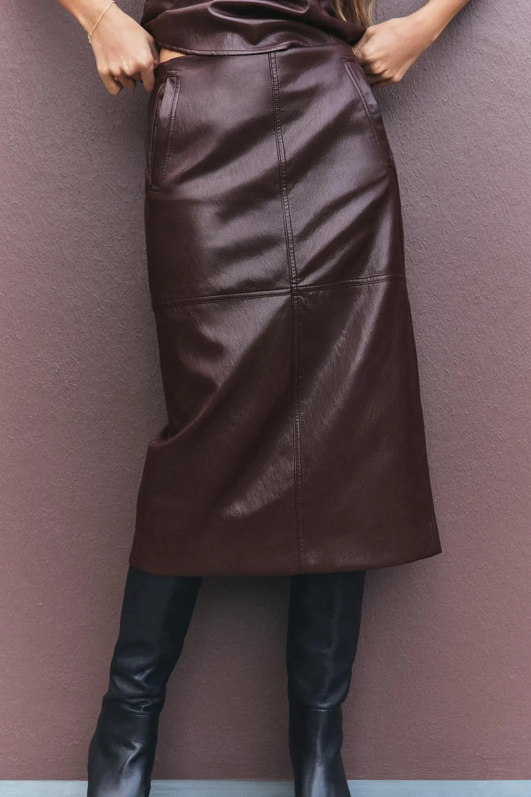 Юбка миди под кожу, Zara